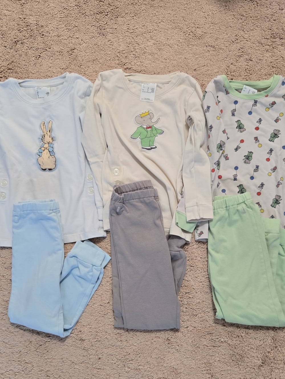 Uniqlo - 3T- 3 Sets Of Pajamas - Beatrix Potter - Barbar The Elephant